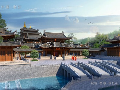 深圳寺院重建规划设计方案鸟瞰图—积福禅寺